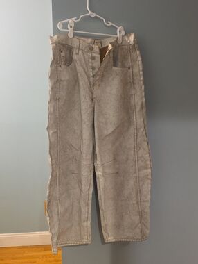 We The Free Good luck Coated Barrel Jeans in Light Beige Wash